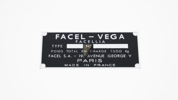 Manufacturer's plate (chassis number 4 cyl)
