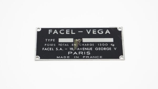 Manufacturer's plate (chassis number Facel III)