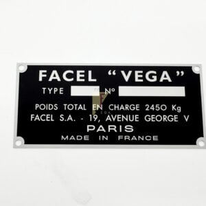 Type plate (chassis number) large Excellence